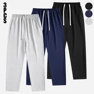Men’s casual athletic jogger pants, 3-pack, loose fit, drawstring waist, solid color, lightweight fabric, perfect for everyday wear