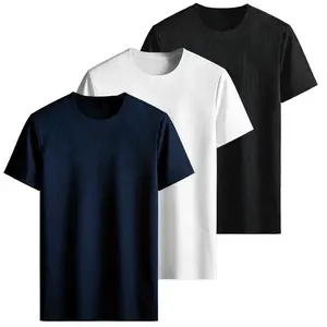 3-Pack Men's Waffle Knit Short Sleeve T-Shirts, Summer Crew Neck Loose Breathable Base Layer Tees, Casual Solid Color Versatile Tops