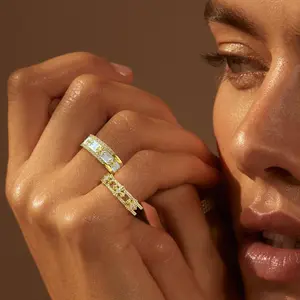 GANIA 2pcs Cross Promise Rings for Women Eternity Stackable Wedding Open Band Adjustable Finger Statement Engagement Gifts Nickel Free Lead Free Valentine's Day gift