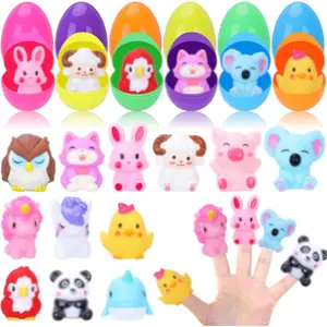 2026 Easter Gift 12 Pack Prefilled Easter Eggs With Toys, Mini Animal Finger Puppets Easter Egg Fillers, Easter Basket Stuffers for Kids and Toddlers, Easter Party Favors, Classroom Prizes