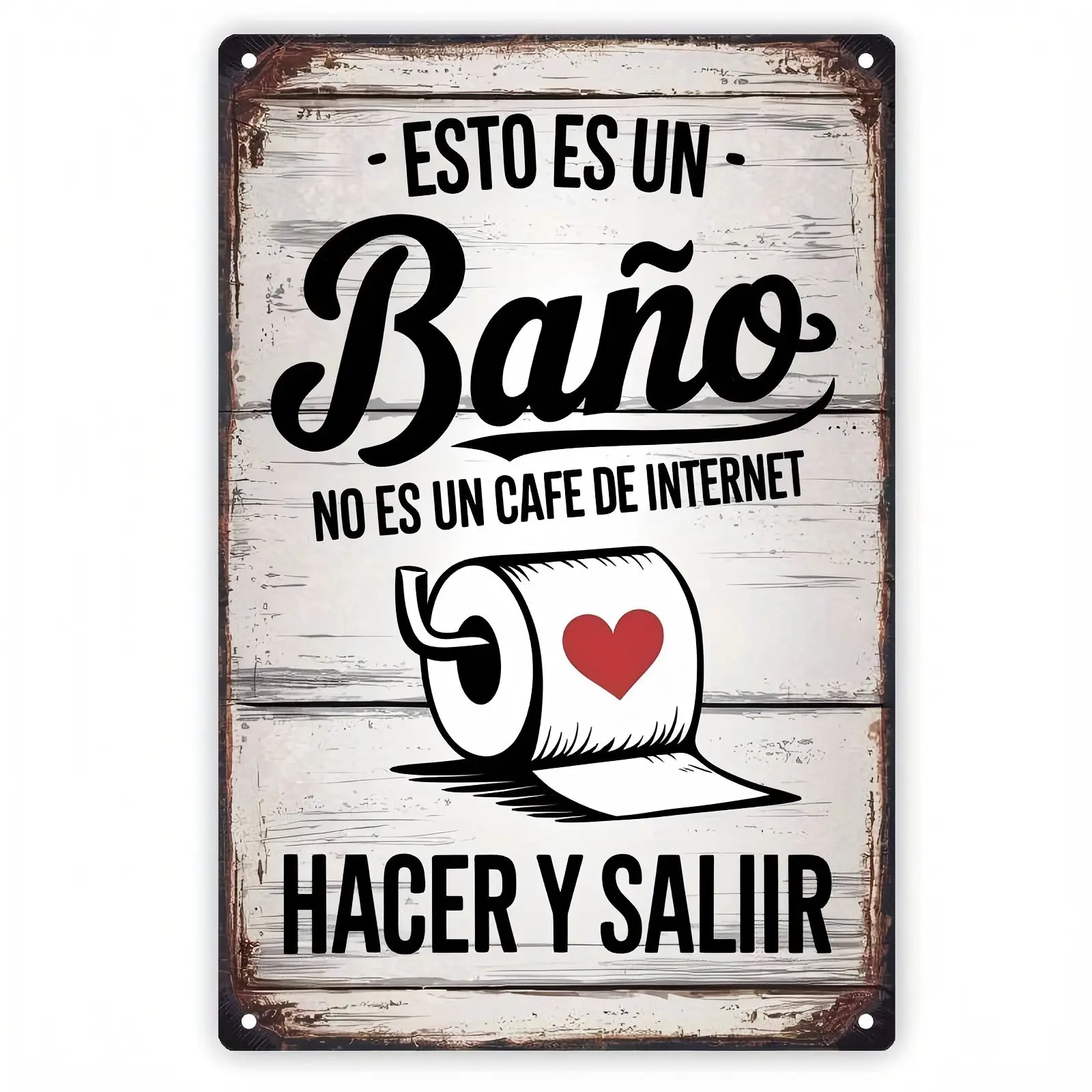 Vintage Bathroom Wall Art - "This is a bathroom, not an internet cafe" with toilet and heart design - Rustic Metal Sign for Home, Bar, Cafe Decor Decoration Ornaments