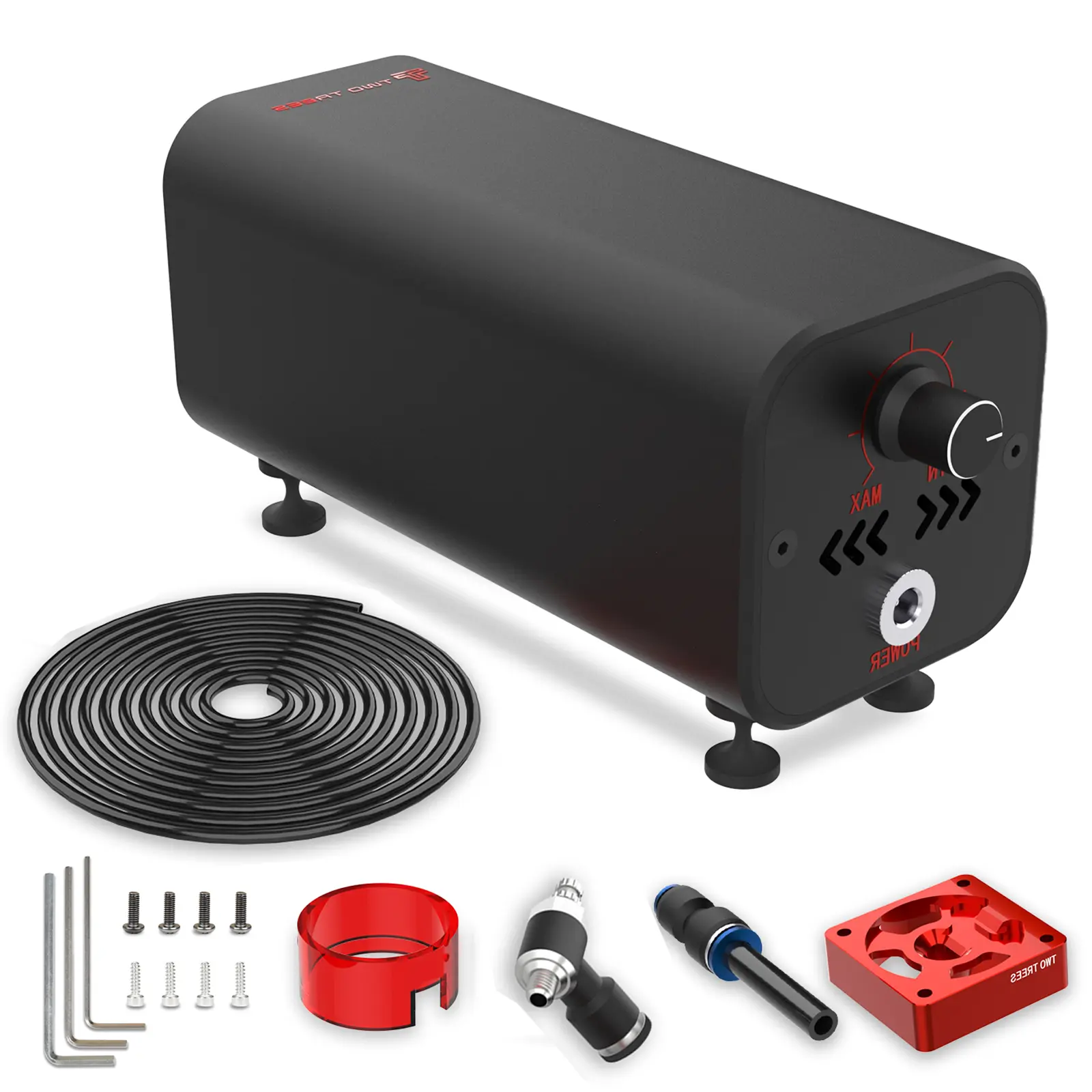 scatter heat device assisted pumps for engraving machines, 10-30L/min adjustable air output, air pump adopts an integrated die-casting aluminum body, excellent heat dissipation, Rubber feet reduce noise and vibration for quieter air pump operation