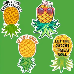4pcs Upside Down Pineapple Magnets - Higher End Fridge Magnets, Refrigerator Decorating Magnet, Funny Cruise Ship Door Decor, Home Decor, Perfect for Staterooms, Cars & Refrigerators