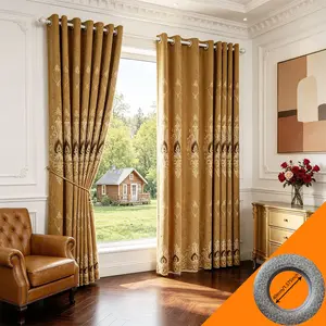 2-Pack Chenille Embroidered Blackout Curtains, European Luxury Living Room Insulating Fabric Drapes, Elegant Home Decor