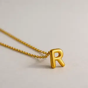 Bubble Initial Necklace, Custom Letter Necklace, Balloon Letter Necklace, Personalized Initial Pendant for Her, Letter Keepsake Necklace