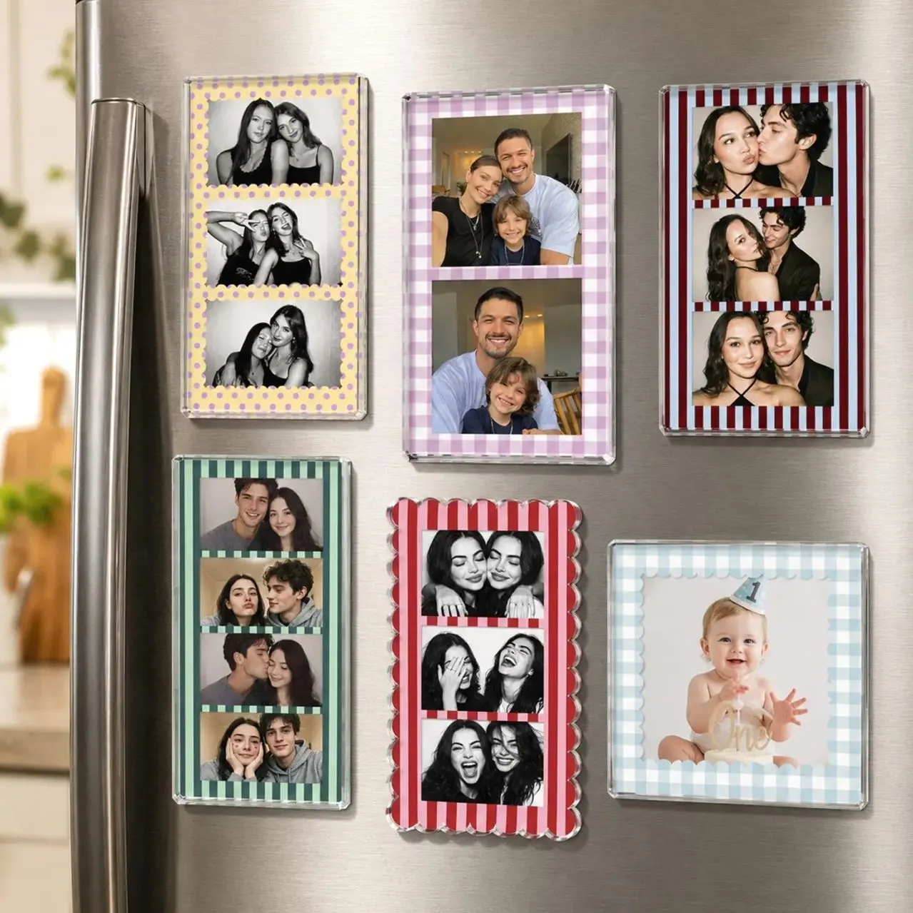 Personalized Strip Photobooth Acrylic Magnet, Custom Couples Photo Magnet, Besties Photo Magnet