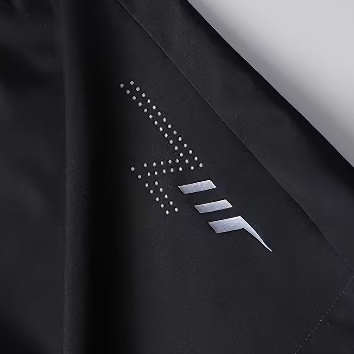 Pack of 3 unisex fashion athletic shorts featuring reflective geometric prints on both sides, a drawstring waistband, and side zipper closures.Perfect for summer wear, everyday exercise, and outdoor activities like running.