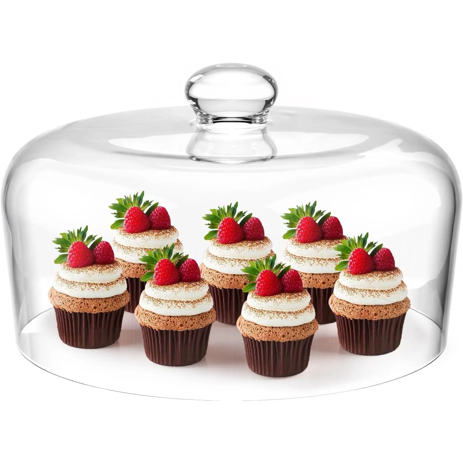 11 Inch Glass Cake Dome Cover | Upgraded Thickened Clear Cake Cover Lid for Cake Stand, Round Cloche Glass Dome for Dessert Plates Display and Protection