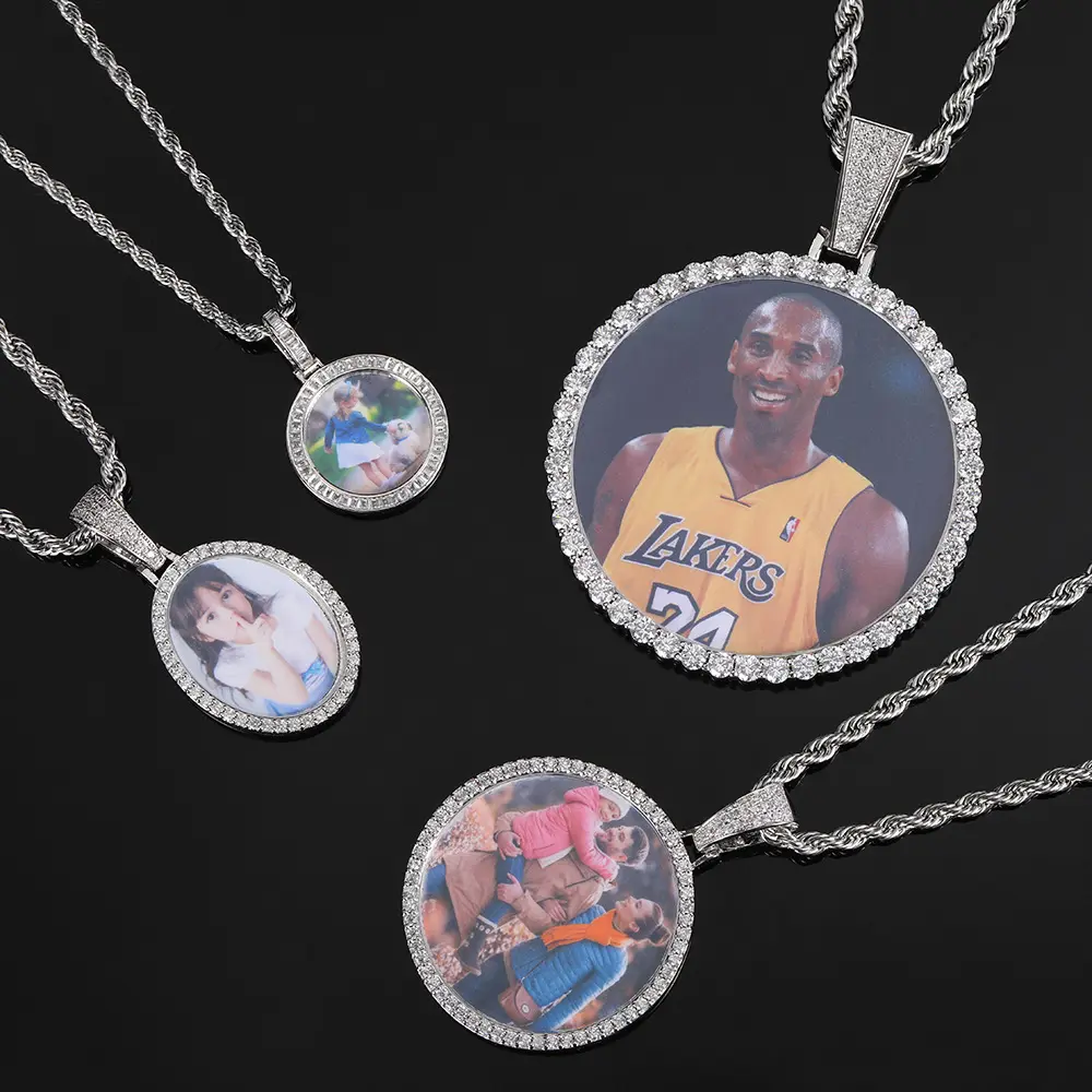 Hip Hop Shiny - Large Round Frame Moissanite Pendant Necklace, (Customization Acceptable)