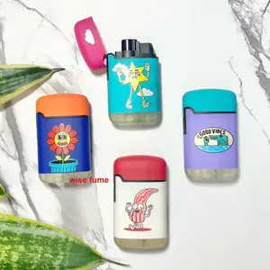 Trending Pocket Size Cute Adorable Cartoon Lighter torch Refillable windproof. 4 packs