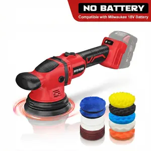 Brushless Cordless Car Buffer Polisher for Milwaukee M18 Battery - 6" Variable Speed Waxer Kit with Pads & Sandpaper (No Battery)