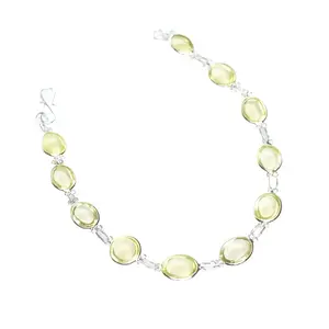 13ctw Natural Untreated Yellow Citrine Link Tennis Bracelet