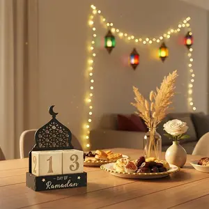 Ramadan Countdown Calendar - Ornate Mosque Design with Natural Wood Finish, a Meaningful Festive Spirit Holiday Decoration & Gift for Home During the Holy Month