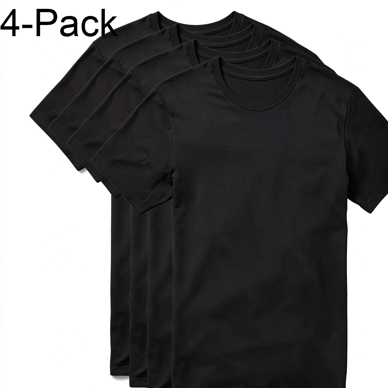 Basic  Crew Neck T-Shirts, White and Black Solid Tees for Men (4 Pack)
