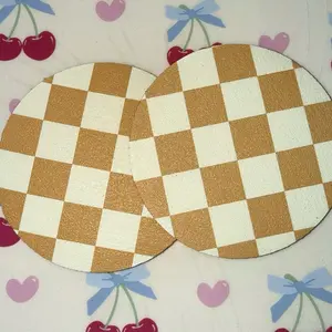 Tan Checkered Car Coasters