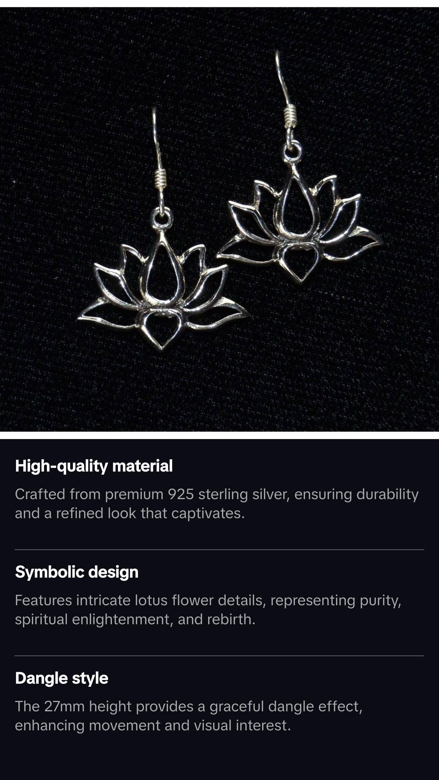 Elegant Sterling Silver Lotus Blossom Dangle Earrings for a Timeless Look Elegant Sterling Silver Lotus Blossom Dangle Earrings for a Timeless Look