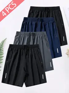 Men's Solid Color Zipper Pocket Shorts, Casual Comfy Breathable Athletic Shorts for Summer, Shorts for Men, Men's Bottoms for Daily Wear, Men Shorts, Jogging Shorts, Breathable Fitness Shorts, Summer Sports Shorts, Workout Shorts