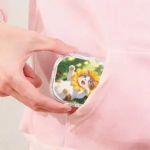 Aesthetic Cherry Blossom Literary Style Cat Printed Retainer Box, Simple Cute Portable Denture Box, Portable Orthodontic Retainer Storage Box, Compression Resistant Drop Resistant Invisible Braces Box