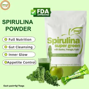 Weekit7 Spirulina Super Green Powder | 5-in-1 Superfood Booster, 7 Single-Serve Packets support immune function protein