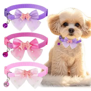 Adjustable Bow Tie Collar for Yorkie & Maltese Dogs, Puppy, Butterfly Design, Cute Pet Accessory, Comfortable Neck Strap