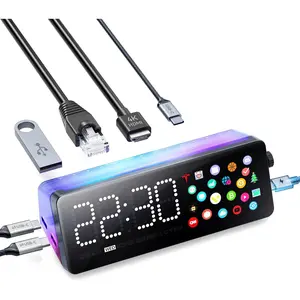 Laptop Docking Station, 7-in-1 USB C Docking Station with Screen, Multiple Built-in Apps, USB C Hub with HDMI 4K@60Hz, 1 Gbps Ethernet, 90W Max  for Laptop, 5Gbps USB-A/C Ports for Windows/