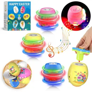 6 Pack Spinning Tops Toys, Lighting & Singing Colorful Eggs, Party Favor Easter Basket Stuffers for Boys & Girls Ages 3-6