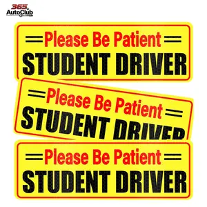 3Pcs Reflective Student Driver Magnetic Signs "Please Be Patient", Removable Novice New Driver Decals, Universal Car Exterior Safety Warning Accessories