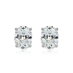 7*9mm S925 Silver Oval Moissanite Studs, Timeless Sparkly Earrings for Gifting & Daily Wear  Retro Round Comfortable Earrings