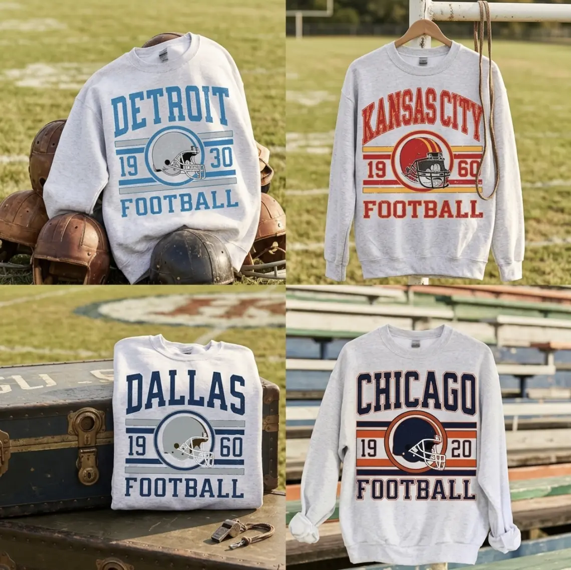 Unisex Crewneck Sport Sweatshirt All Team Football, Ash Grey Color Menswear and Womenwear, Ash Color, Full Size.