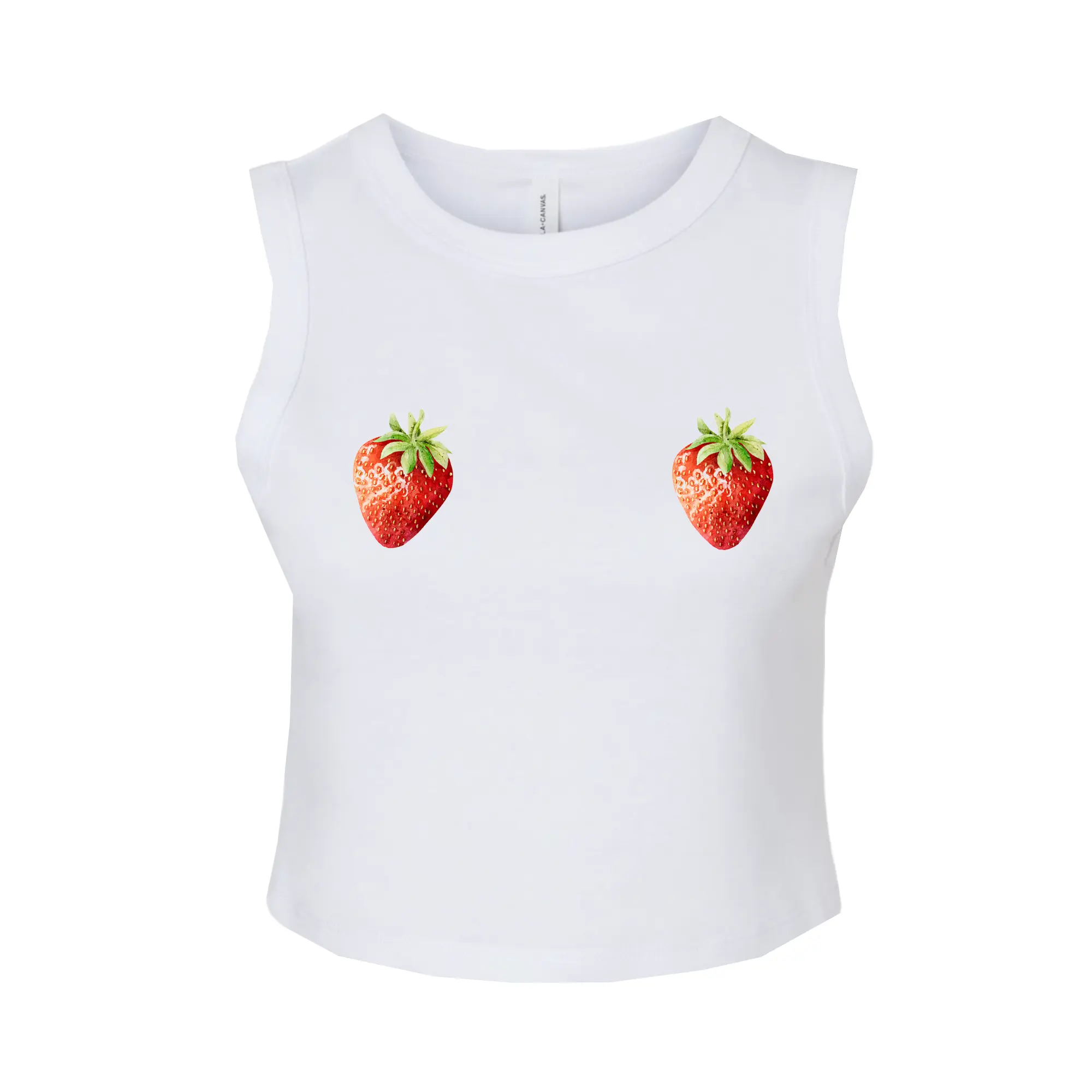 Strawberry Pastie White Cropped Tank