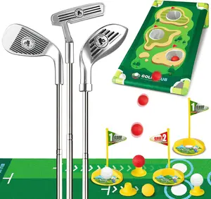 Kids Golf Set - Retractable Clubs, Putting Mat & Cornhole Board for 3-12 Year Olds, Indoor/Outdoor Sports Toy, Safe Durable Design, Enhances Skills Perfect Holiday Gift