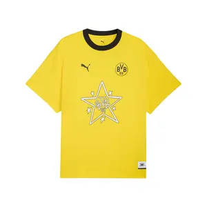 PUMA Mens Hoops X Borussia Dortmund Crew Neck Short Sleeve Casual Tops Casual - Yellow