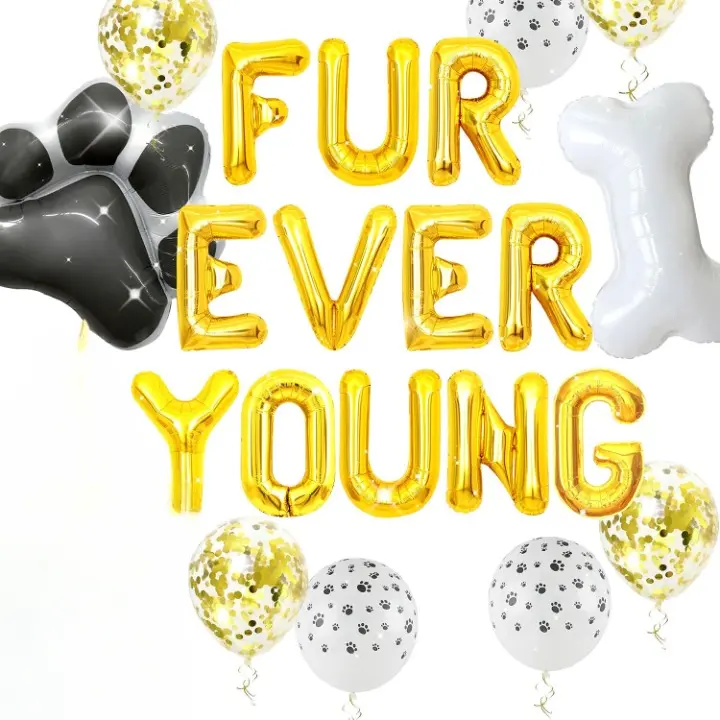 15 Pcs Dog Cat Birthday Party Decoration Fur Ever Young Pet Puppy Birthday Party Supplies Decorations Lets Pawty Balloons Puppy Themed Birthday Decorations Dog Balloons