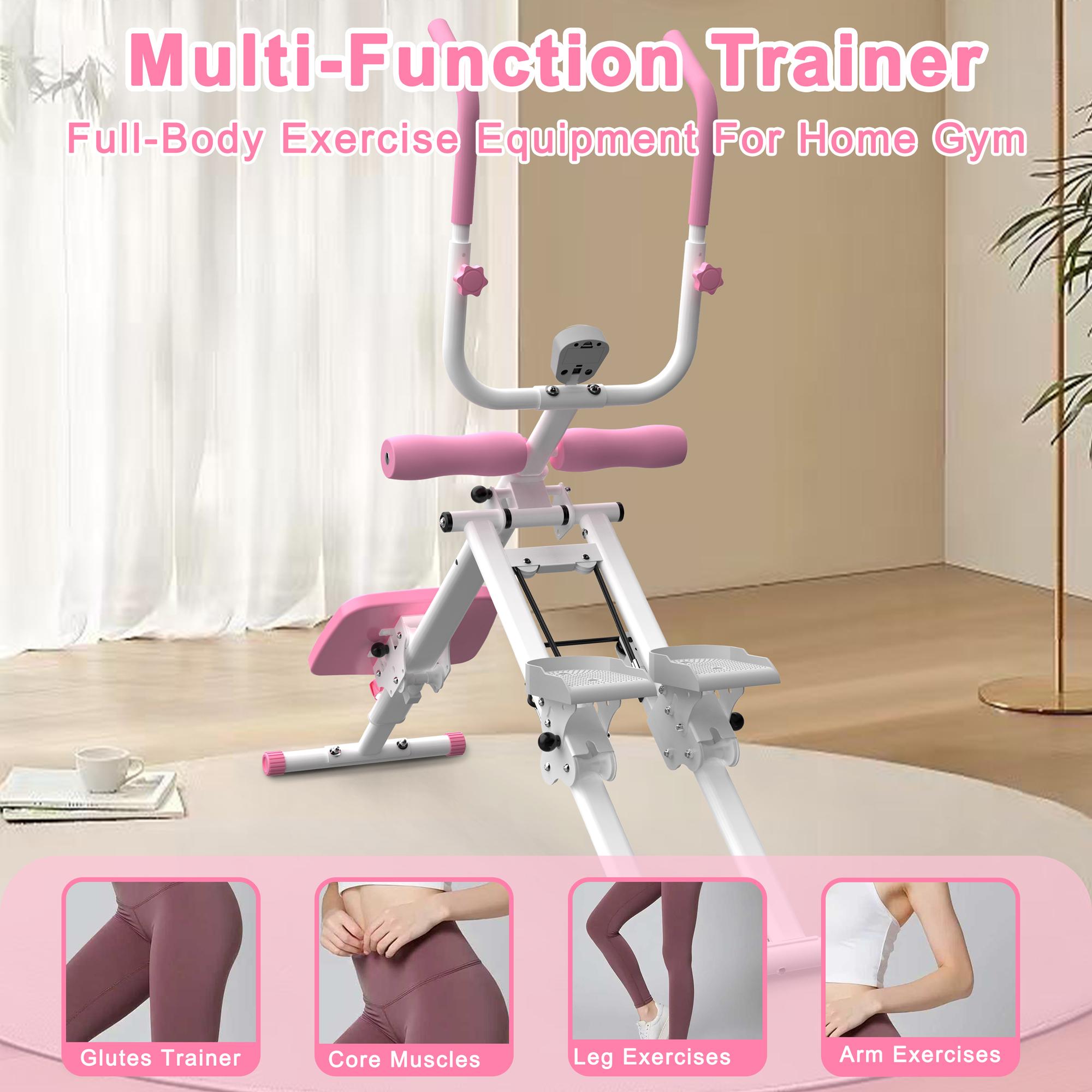 Multifunctional Home Trainer, 2-in-1 Stair Climber and Ab Machine for Full Body Workout, Space Saving Fitness Equipment