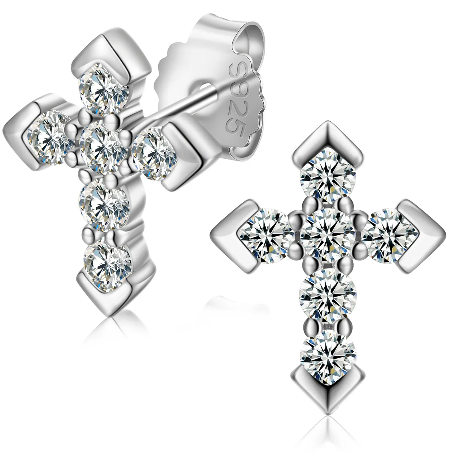 UCCIYO S925 Sterling Silver Certified Moissanite Clean Stud Earrings, Unisex Classic Men's Fashion Design Jewelry with Diamond-Like Sparkle, Birthday & Anniversary Gift, Adults
