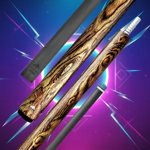 Rhino RETRÔ Bocote Wrapless Pool Cue with Carbon Fiber Shaft, Pro Taper, Stainless 3/8-8 Joint & Time Crystal Tip