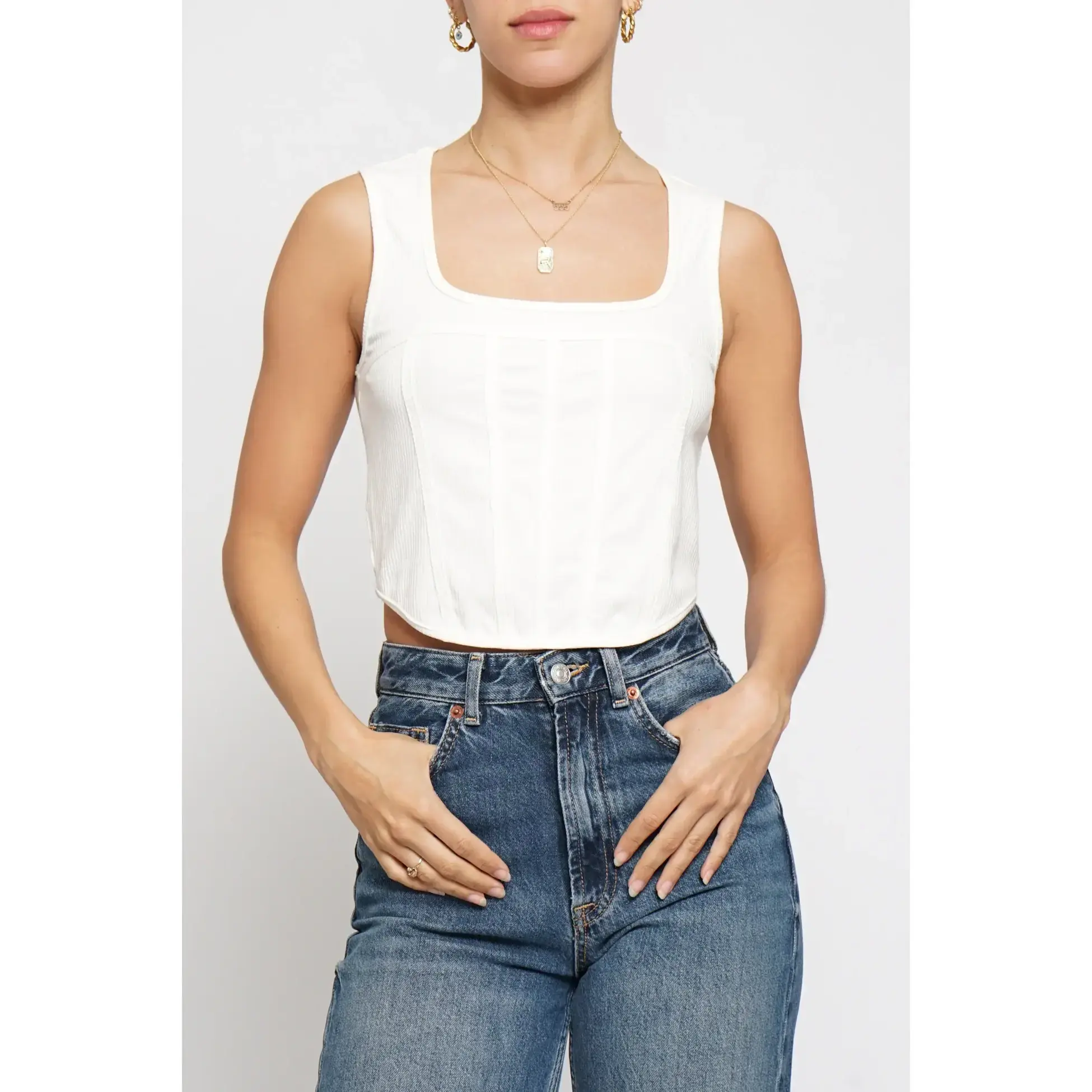 Women's S/L Knit Corset Cami Top - GST3073SL