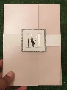 Blush Invitation w/Monogram Belly Band