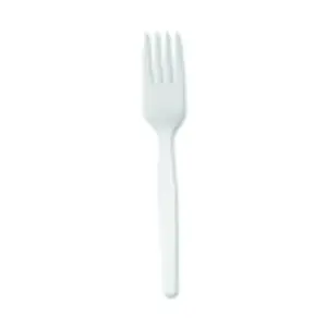 Dixie Foods Durable Mediumweight Shatter-Resistant Plastic White Cutlery Forks, Pack of 1000 for Camping, Picnic