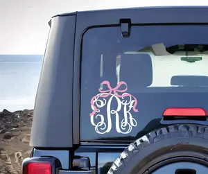 Coquette Bow Monogram Car Decal