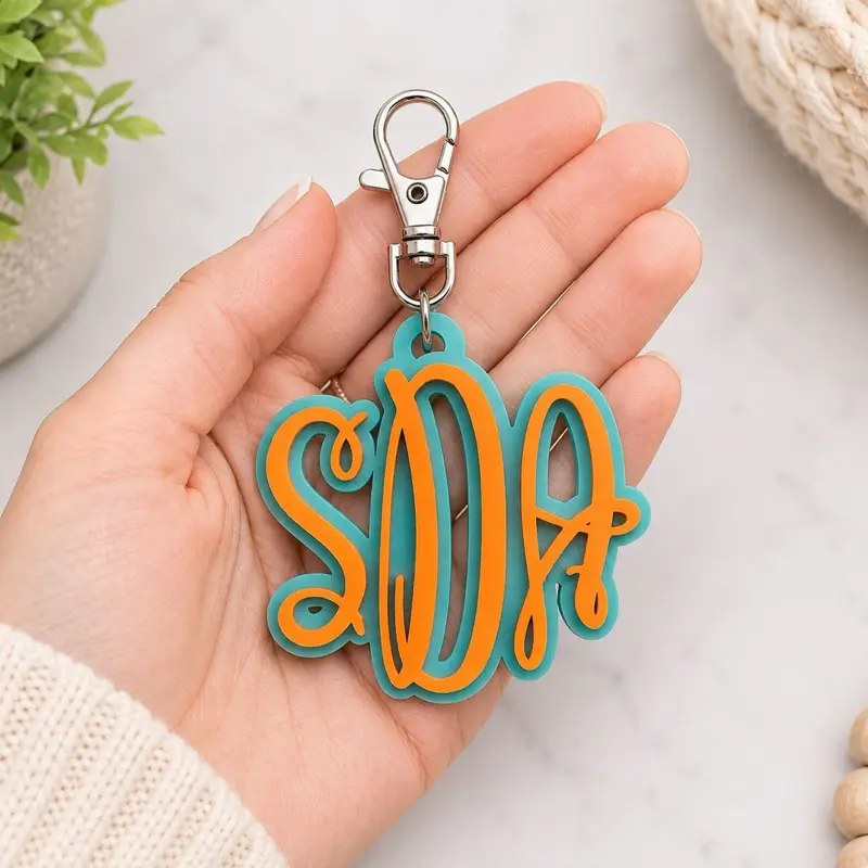Personalized Monogram Keychain | Custom 3 Letter Initial Bag Charm | Backpack & Purse Accessory | Personalized Gift