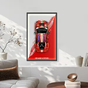 【Car Not Included】Display Wallboard for Lego 42125 Technic Ferrari 488 GTE  Race Car with LED Light, Compatible with Lego Car Display, Gift Ideas for Lego Car Wall Mount Lover, Only Frame