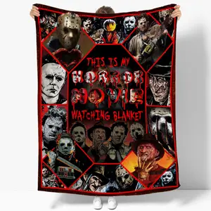 Horror Movie Blanket - Super Soft Halloween Throw Blanket Boys Girls Horror Collage Blanket Gift - Four Seasons Sofa Bed Home Decor