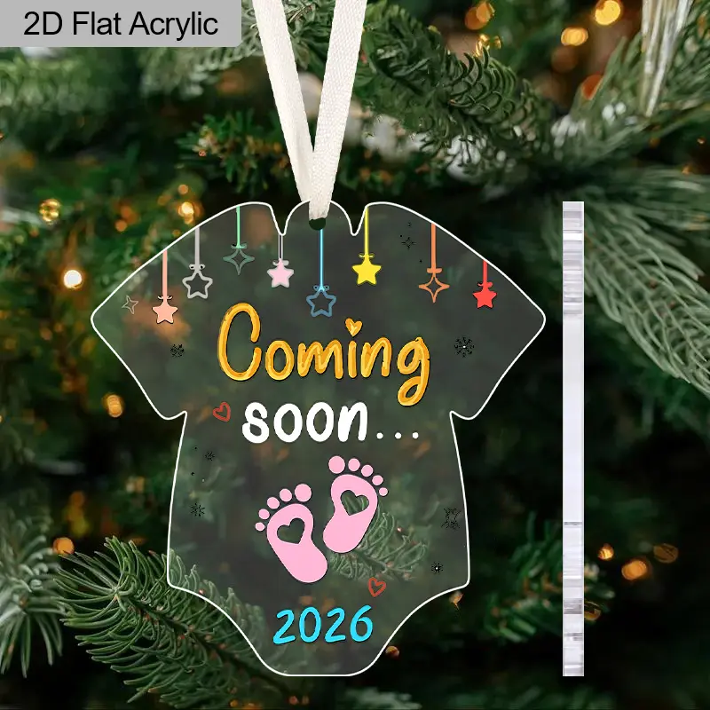 Baby Footprint Acrylic Decor, 2026 Coming Soon, Newborn Christmas Gift, Baby's First Xmas Decoration, Nursery & Home Decor