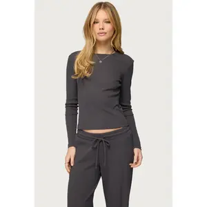 Cicilia Long Sleeve Ribbed T Shirt
