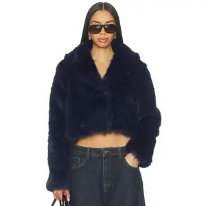 LIONESS x REVOLVE Madame Faux Fur Jacket in Navy