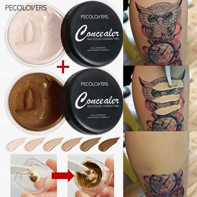Waterproof Concealer with Palette - Tattoo Coverage, Long-Lasting Foundation, Natural,Full Coverage, All Skin Types