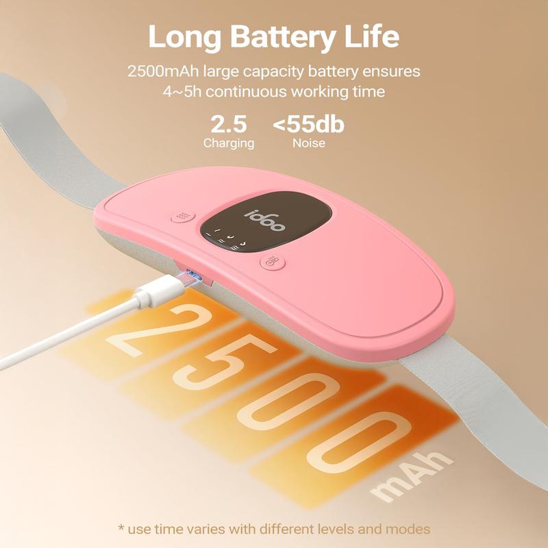 IDOO Portable Cordless Heating Pad, Valentines Day Gift, Triple Vibrating Waist & Abdominal Massager for Cramps Relief, 5S Fast Heating, Perfect Gift for Women, Period Cramp Solution, Endometriosis Pain Relief