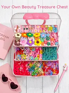 1123-piece hair accessory set gift box, soft hair ties that do not damage hair, flower hair clips, Barrettes hair clips, rainbow hairpins, suitable for little girls' daily styling, birthday gifts