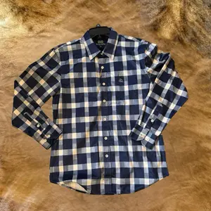 Camisa Vaquera White Daimonds de Manga Larga Plaid Navy & Beige Button Down Shirt